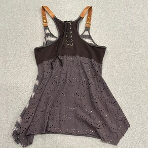 Vintage Striped Tank Top with Leather Straps